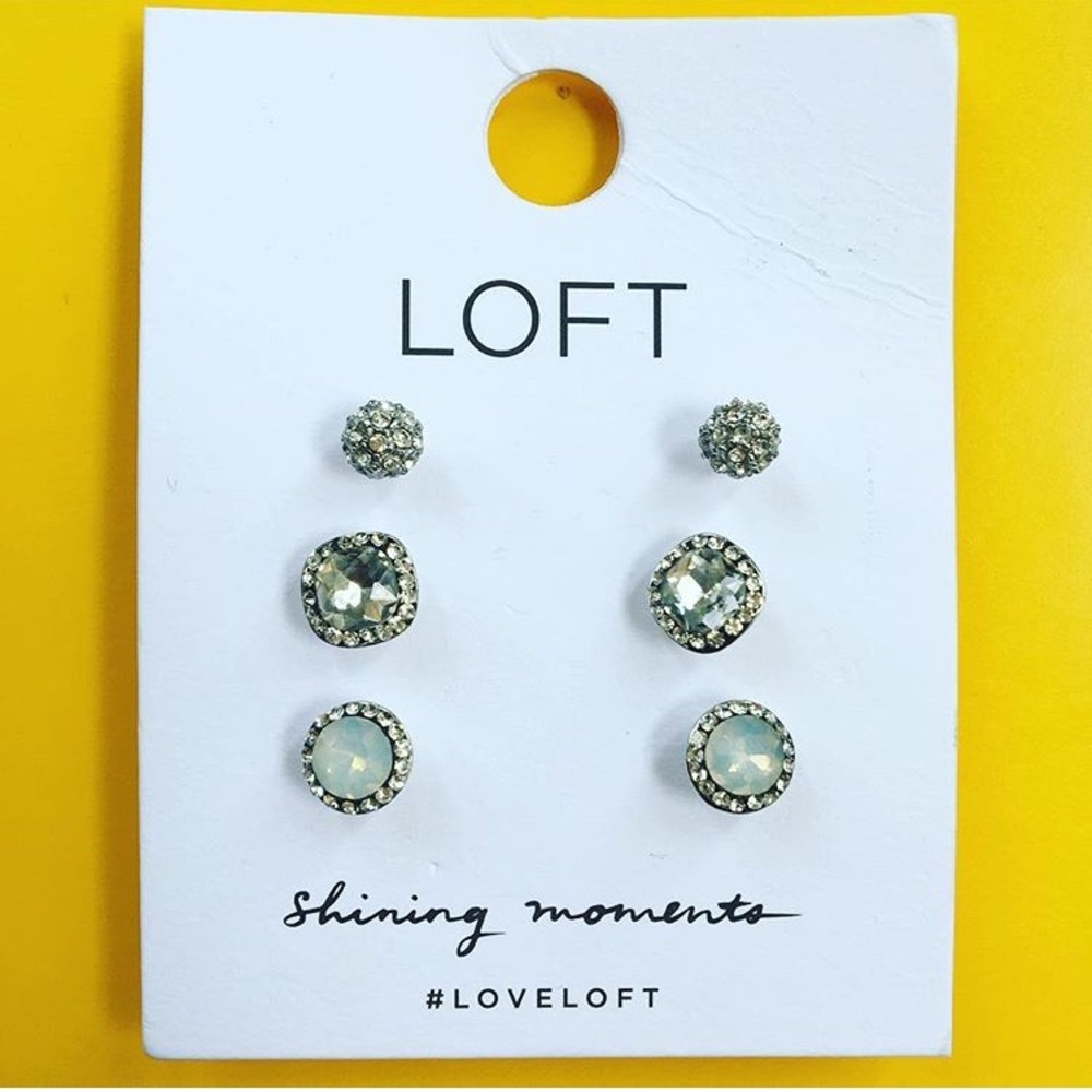 Loft Crystal Stone Stud Earring Set